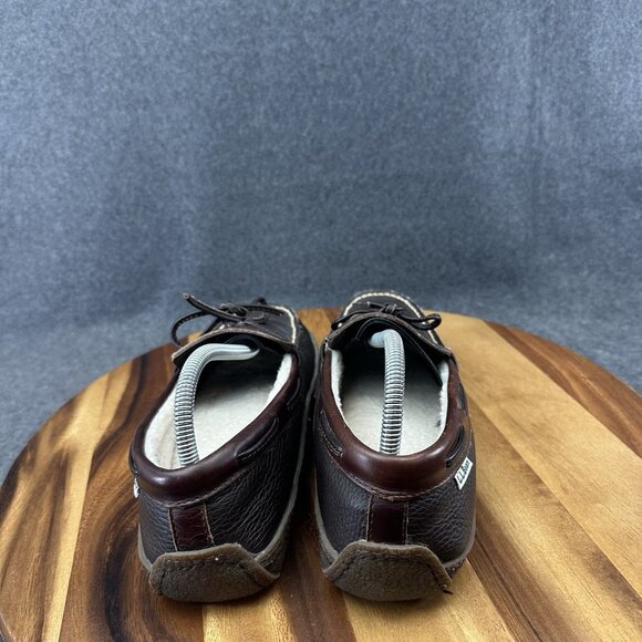 LL Bean Slippers Brown Leather Moccasins Womens 10 Shearling Handsewn 212985 - Picture 6 of 11